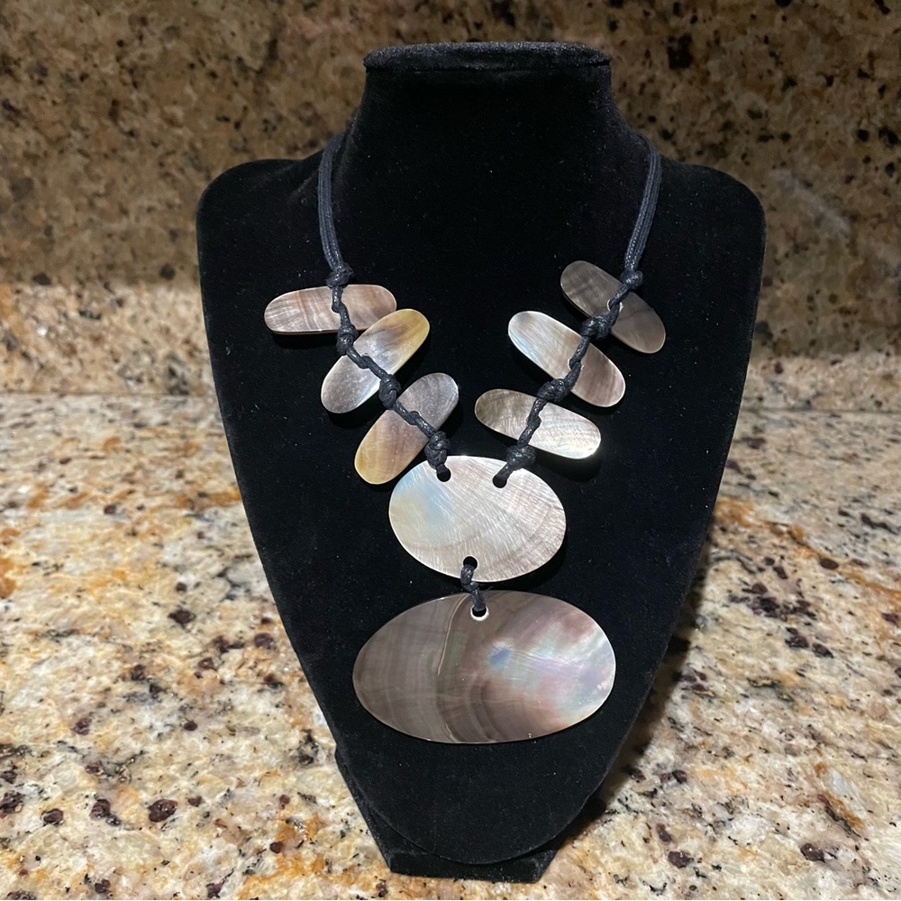 Bold mother of pearl/abalone statement necklace